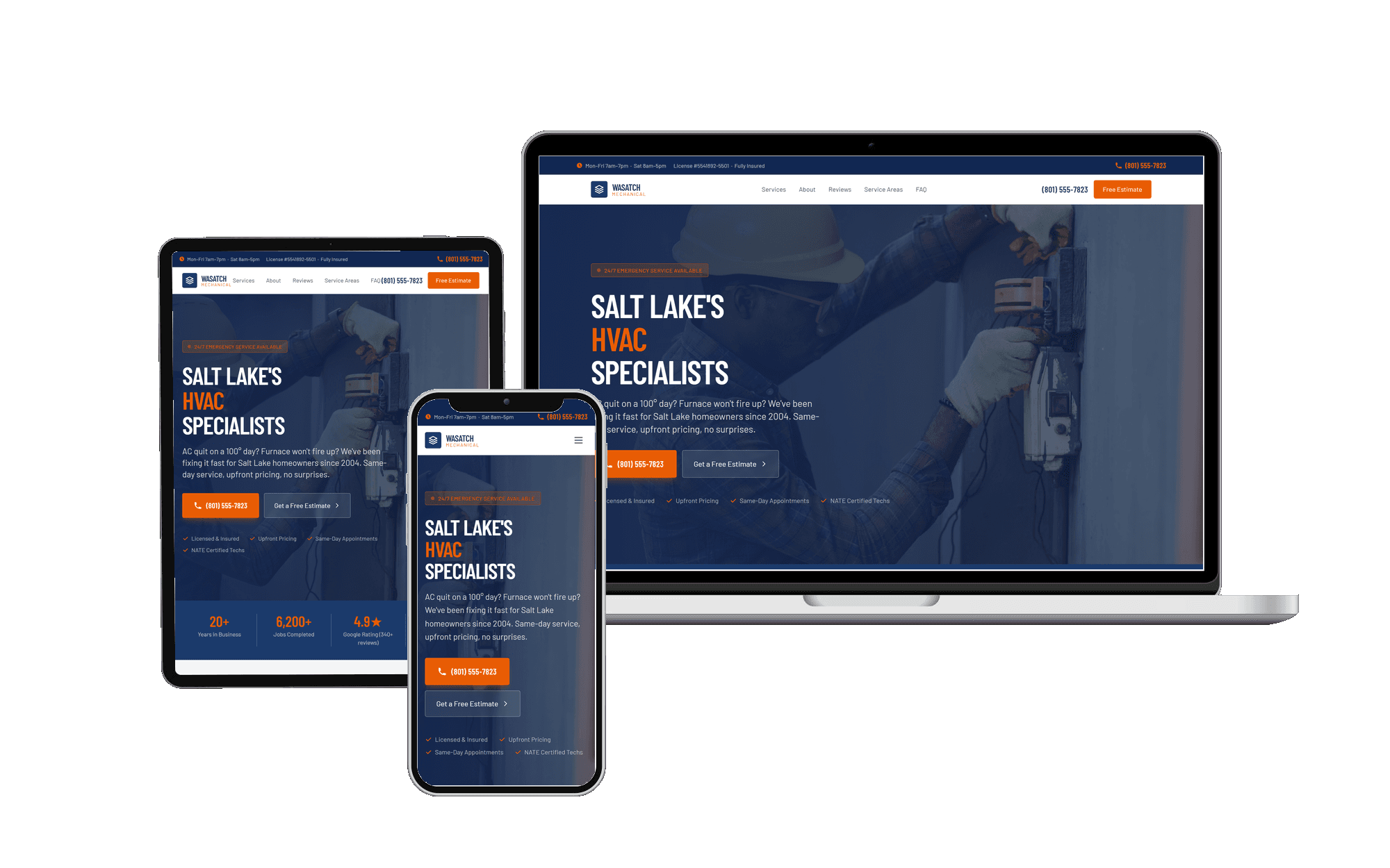 Wasatch Mechanical website mockup