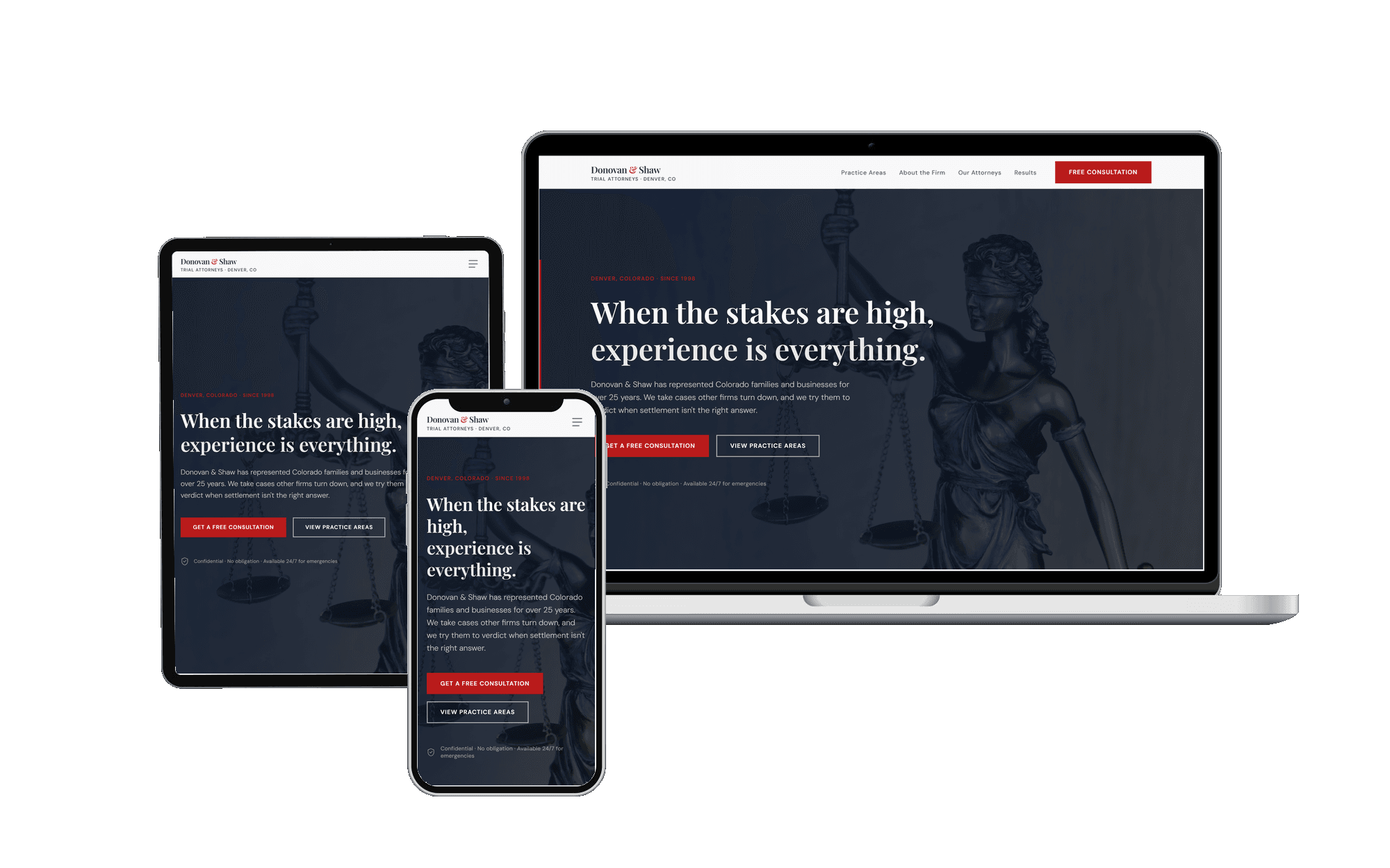Donovan & Shaw Law website mockup