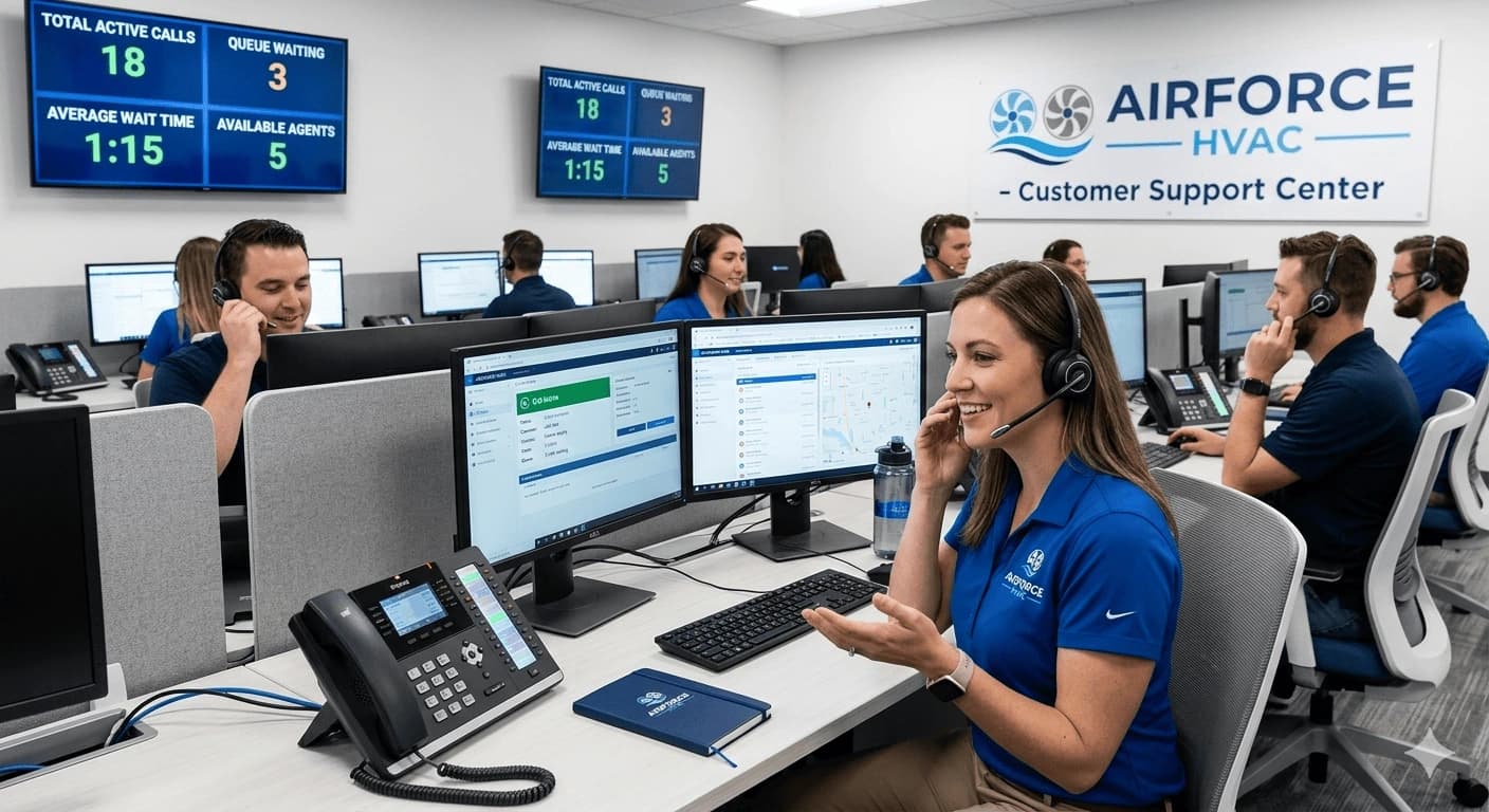 HVAC company phone system handling customer calls